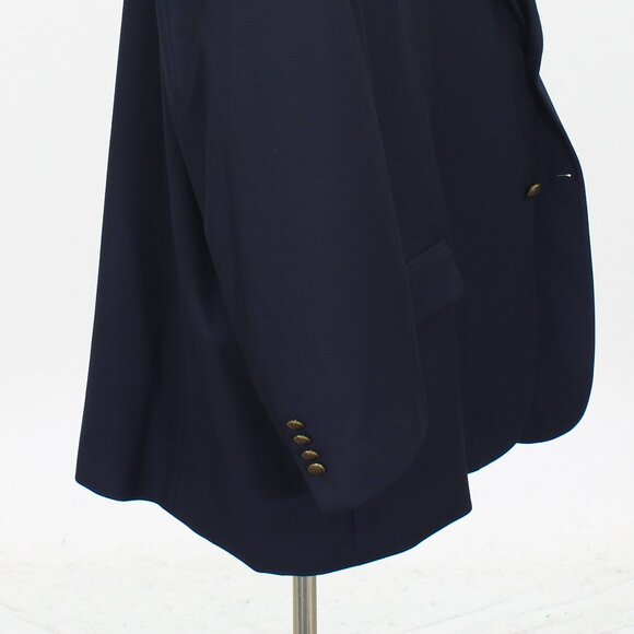 GS 64L Navy Sport Coat Blazer Jacket Solid 2-Button Polyester Y501 - Picture 5 of 10